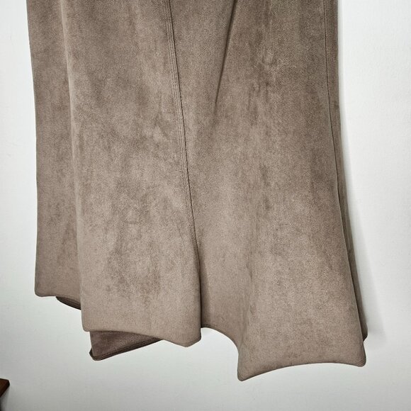 Aritzia Babaton Cecily Faux Suede  A-Line Midi Skirt Sz 4 Taupe Self-tie belt - Picture 10 of 13